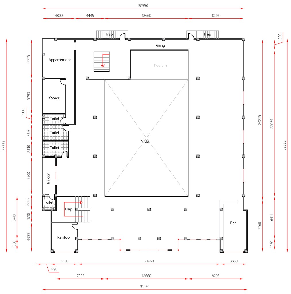 Upper floor plan of Ballroom Prince
